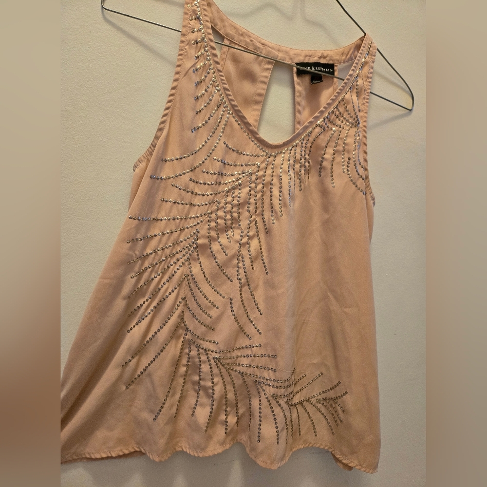 Rock & Republic Pink Sleeveless Top with Silver Accents